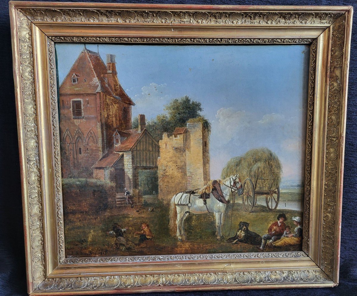 French School La Fenaison Sg E De Moussion Dated 1811 H/t Frame