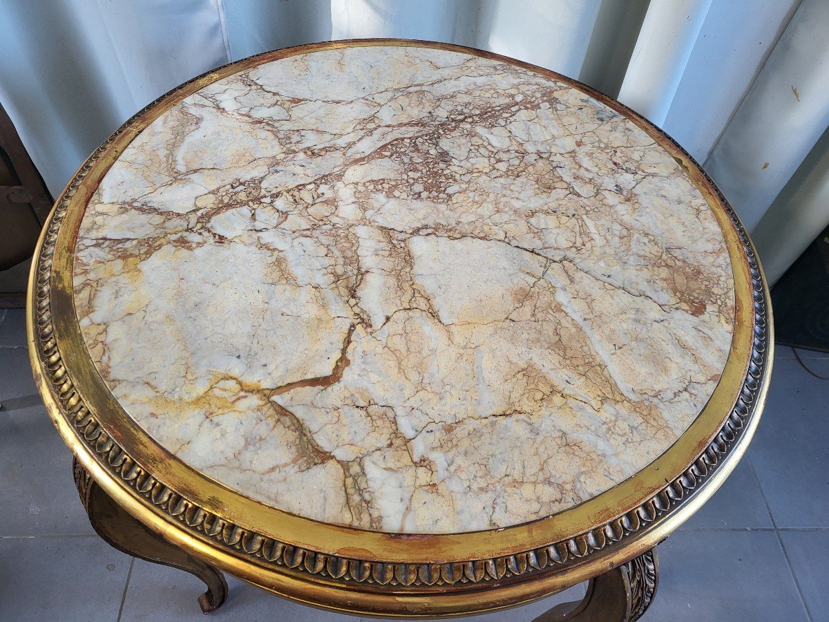 Gilded Wood Table With Marble Top, Napoleon III Period, 19th Century -photo-2