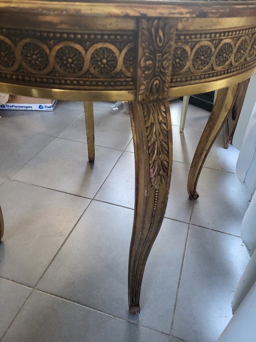 Gilded Wood Table With Marble Top, Napoleon III Period, 19th Century -photo-3