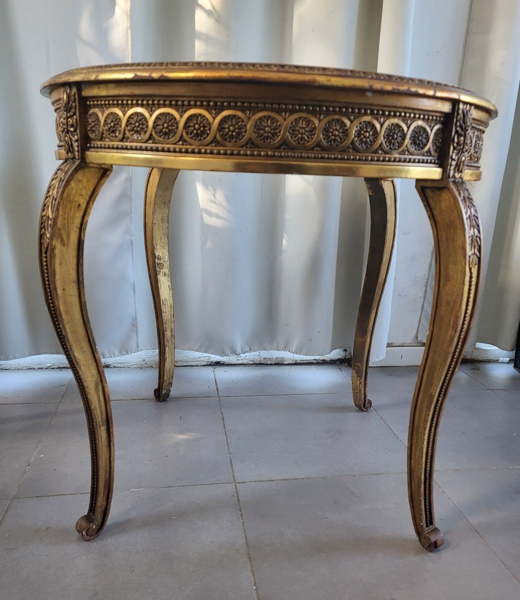 Gilded Wood Table With Marble Top, Napoleon III Period, 19th Century -photo-4