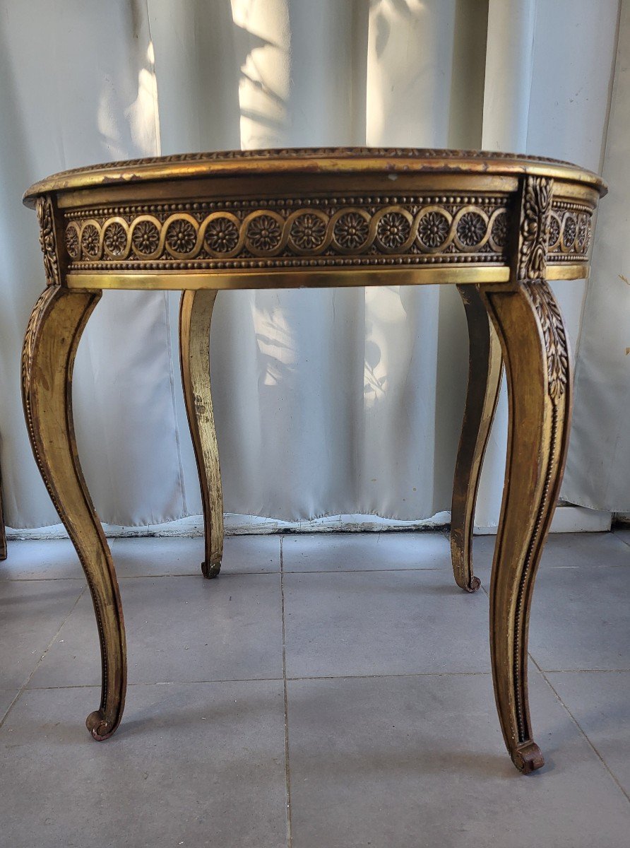 Gilded Wood Table With Marble Top, Napoleon III Period, 19th Century -photo-1