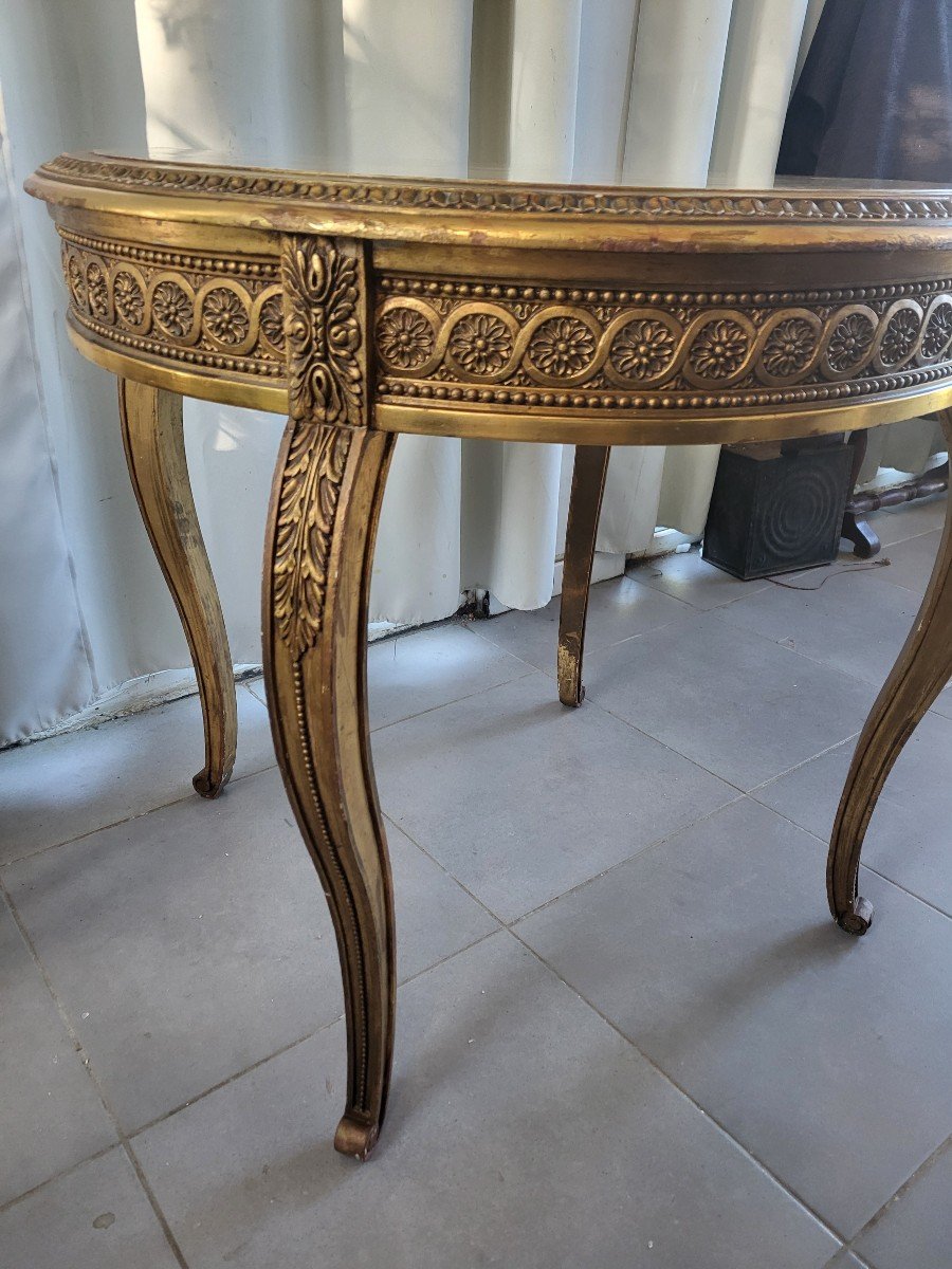 Gilded Wood Table With Marble Top, Napoleon III Period, 19th Century -photo-2