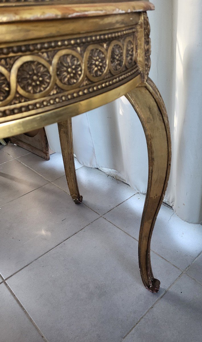 Gilded Wood Table With Marble Top, Napoleon III Period, 19th Century -photo-4