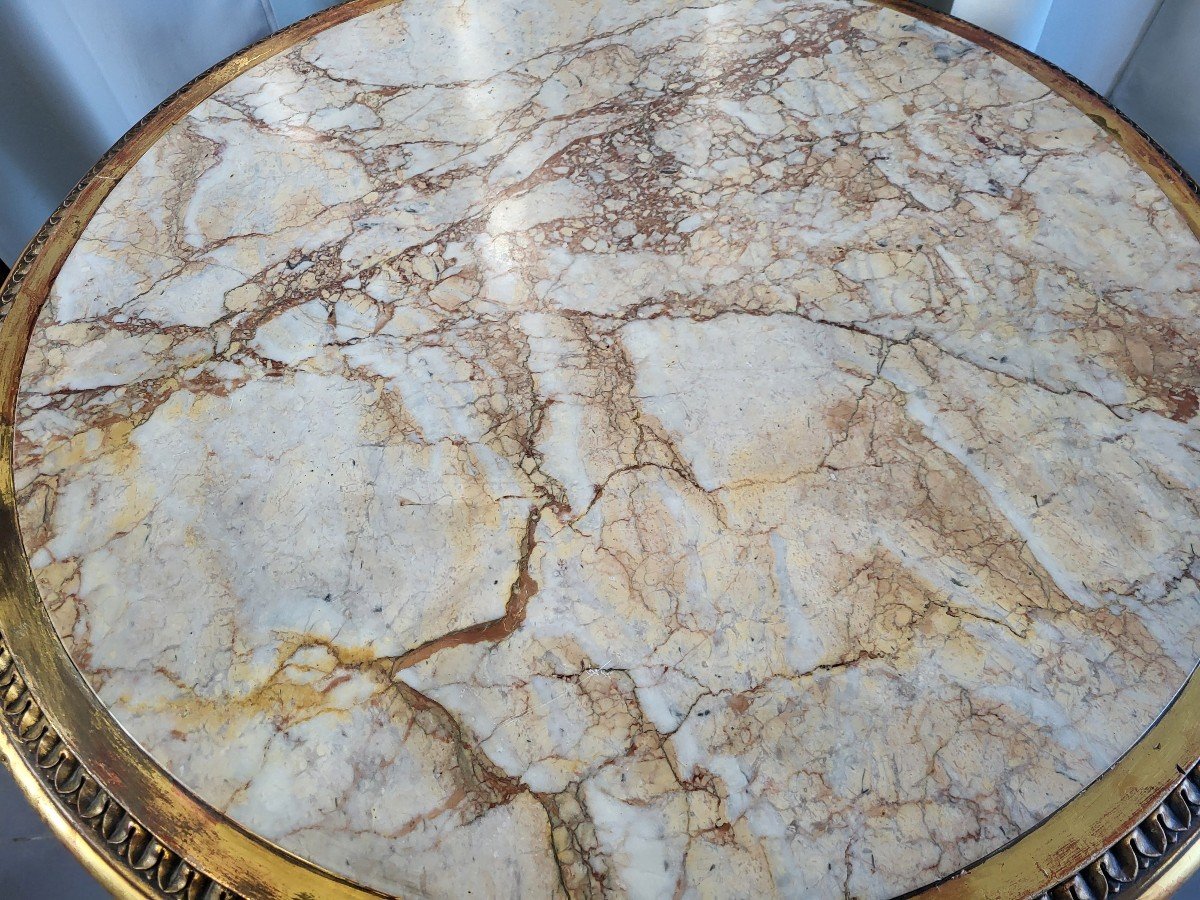 Gilded Wood Table With Marble Top, Napoleon III Period, 19th Century -photo-7