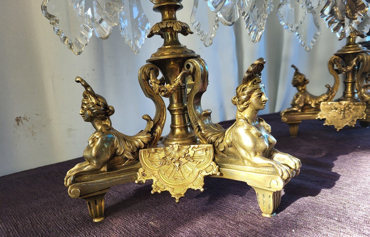 Pair Of Important Regency Gilt Bronze Girandoles 19th Century H84cm-photo-2