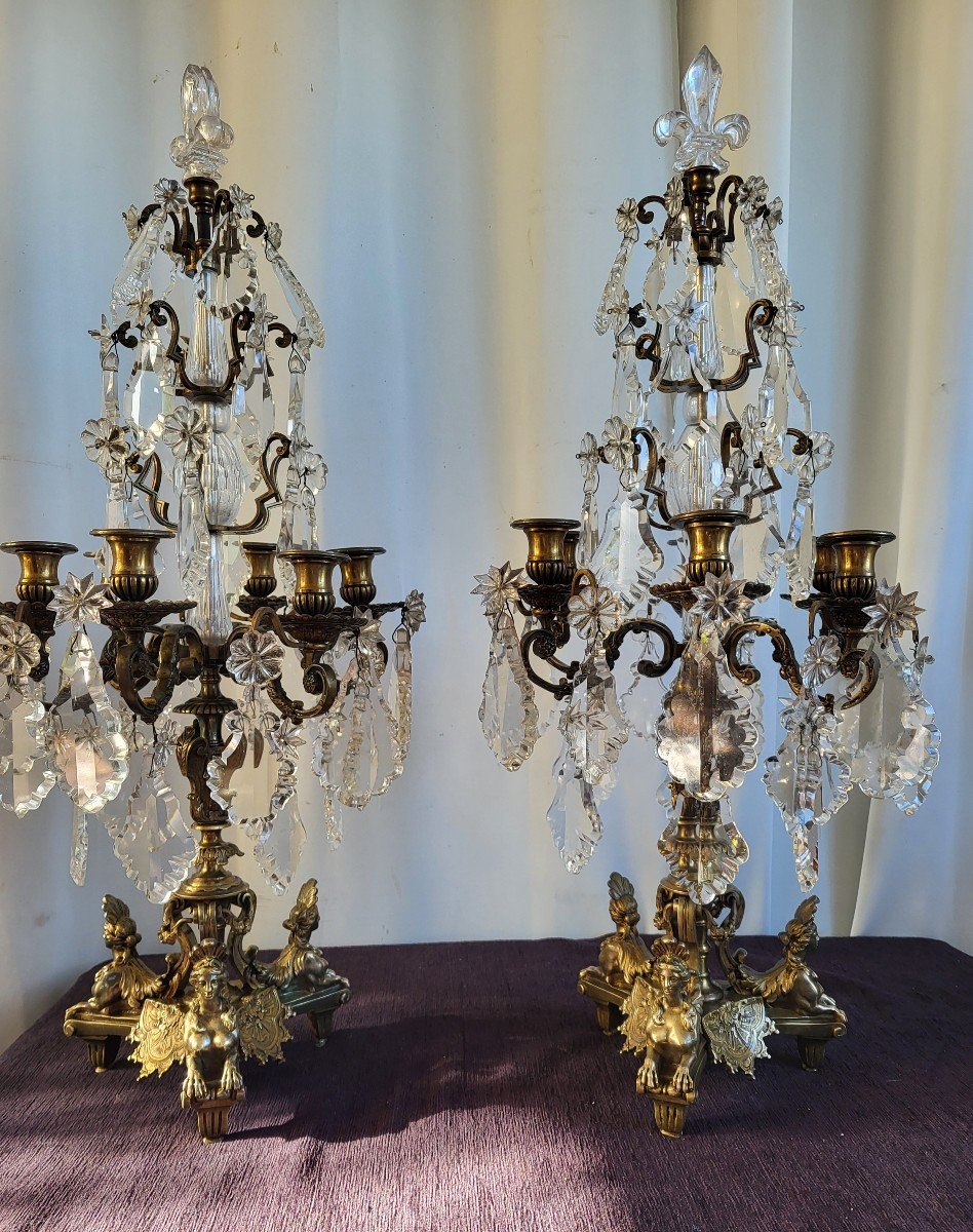 Pair Of Important Regency Gilt Bronze Girandoles 19th Century H84cm-photo-8