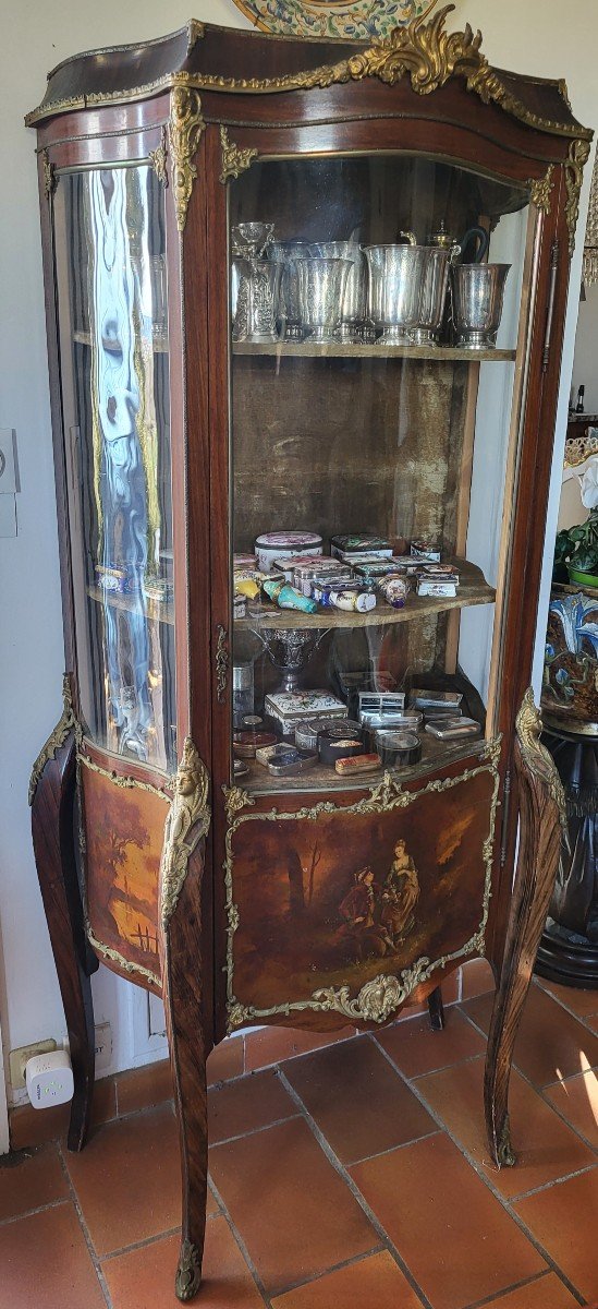 Martin Vernis Living Room Display Cabinet, Napoleon III Period, 19th Century 