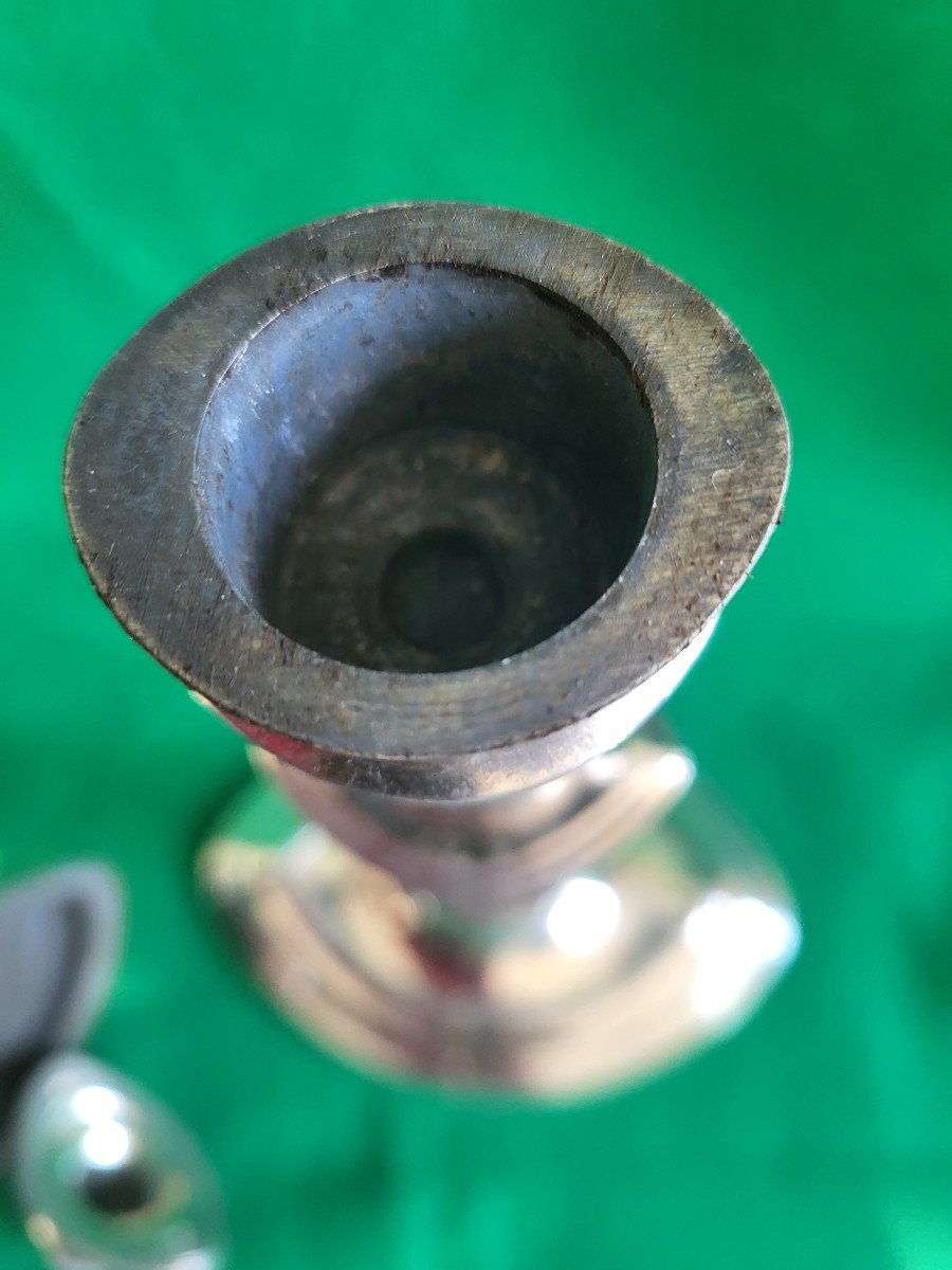 Pair Of Silver-plated Bronze Candlesticks, Directoire Period, 19th Century, H29cm-photo-2