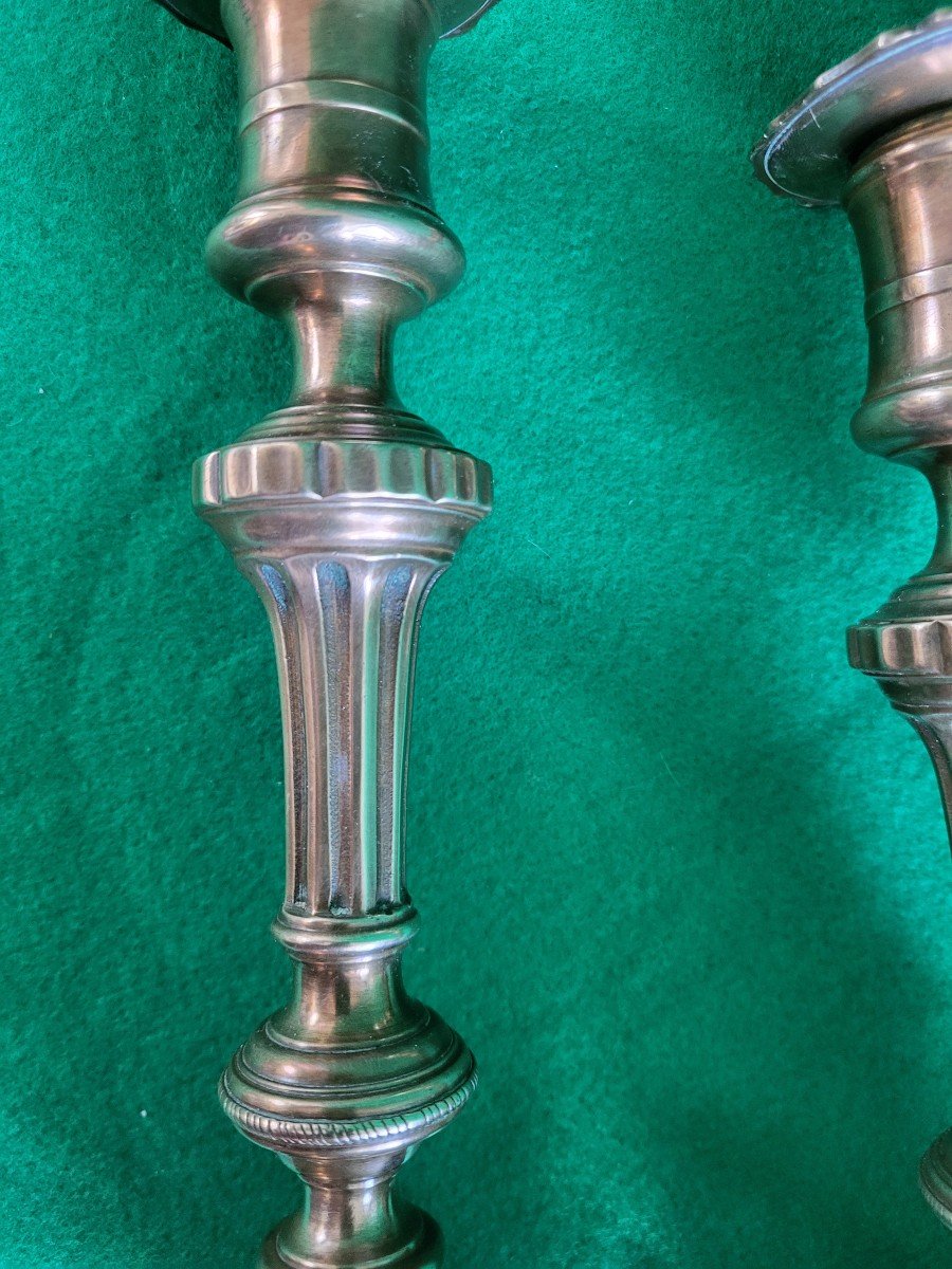 Pair Of 18th Century Turned Copper Office Candlesticks -photo-5