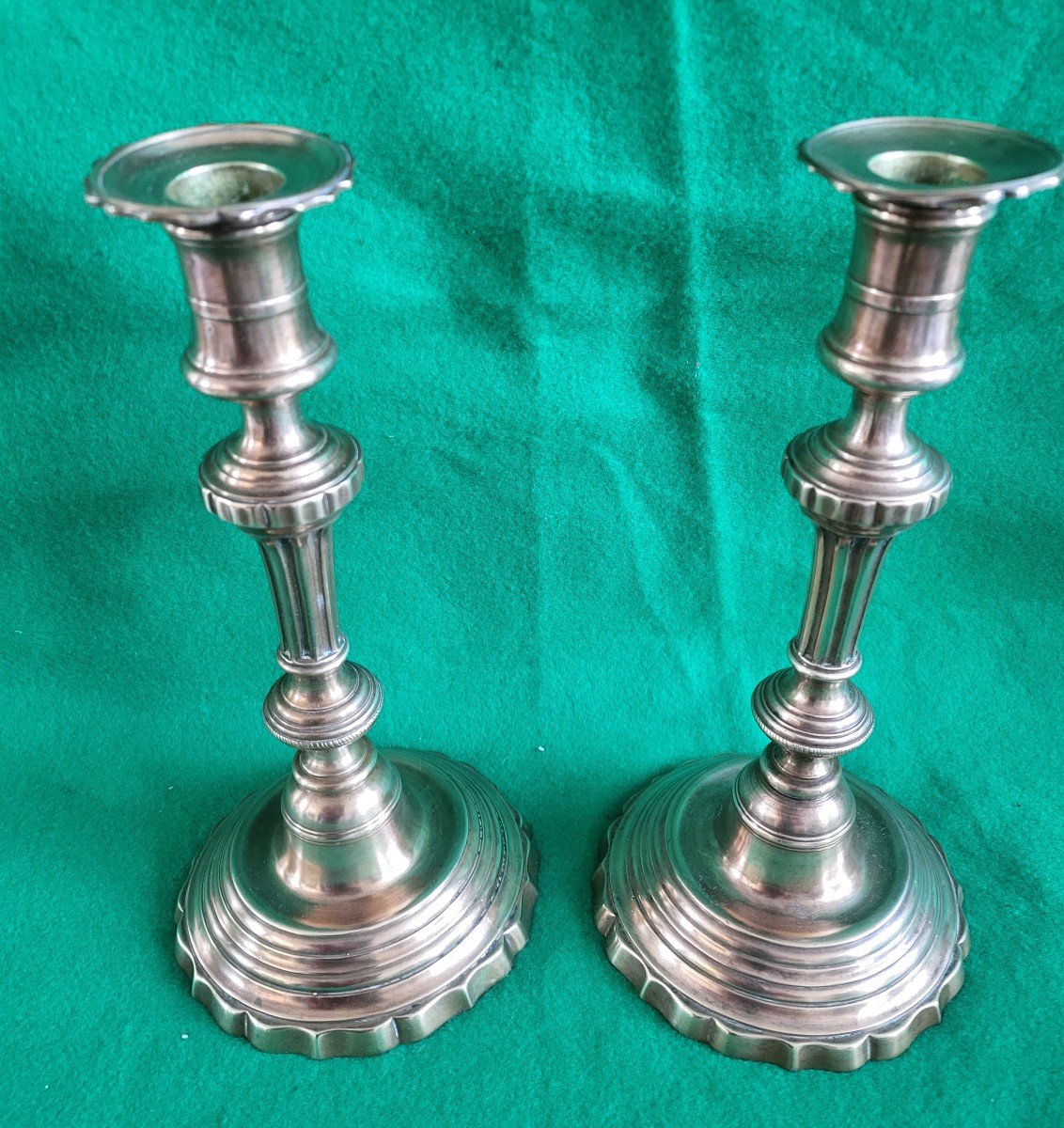 Pair Of 18th Century Turned Copper Office Candlesticks 