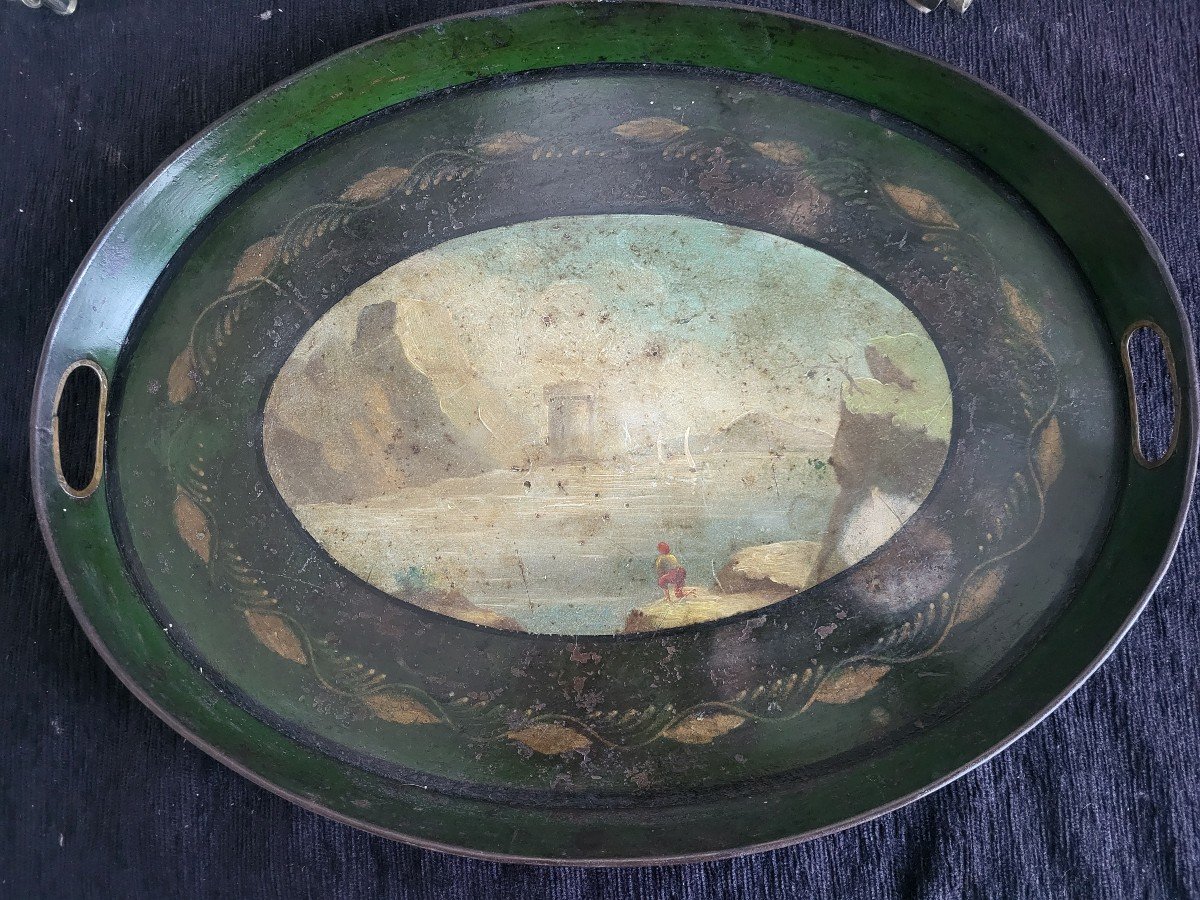 Large Painted Tole Tray Marinedlg Vernet Period Early 19th Century 