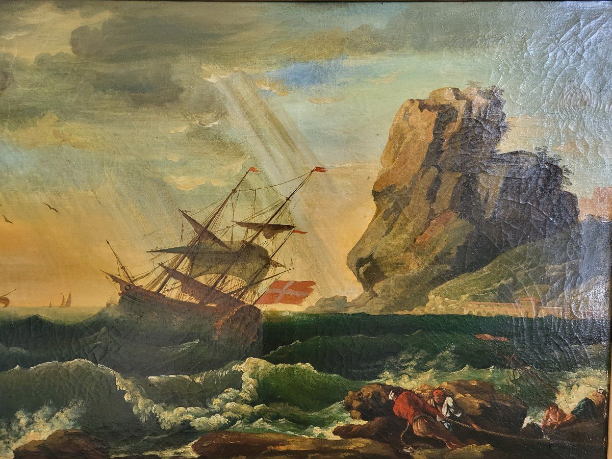 Huile Sur Toile  Sv De Joseph  Vernet  Naufrage, Fin XVIII E  Début XIXe Siècle -photo-2