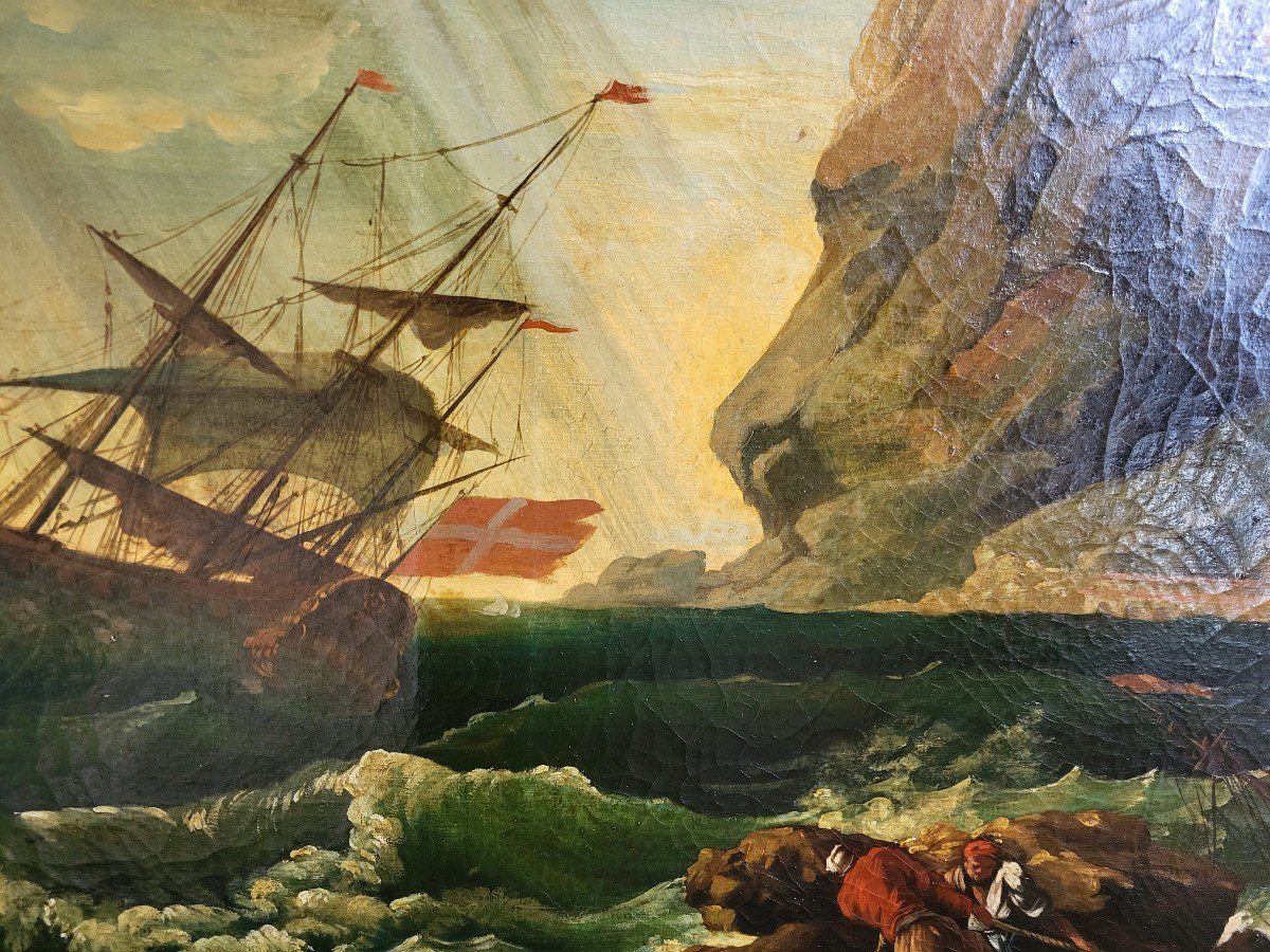 Huile Sur Toile  Sv De Joseph  Vernet  Naufrage, Fin XVIII E  Début XIXe Siècle -photo-4