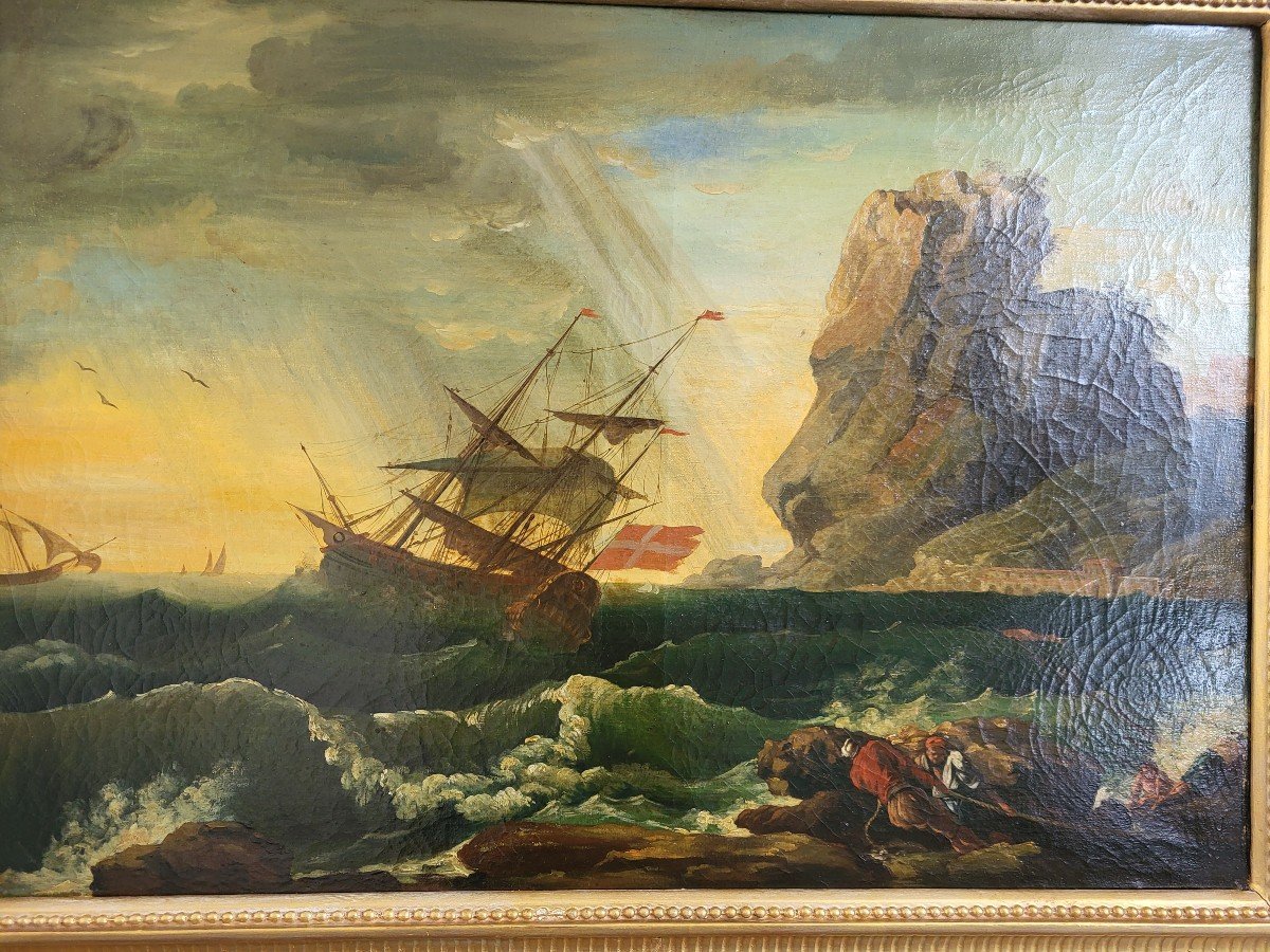 Huile Sur Toile  Sv De Joseph  Vernet  Naufrage, Fin XVIII E  Début XIXe Siècle -photo-8