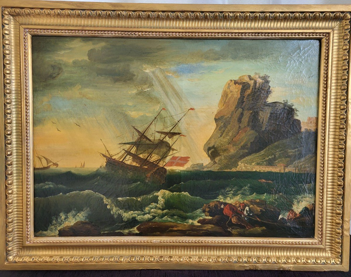 Huile Sur Toile  Sv De Joseph  Vernet  Naufrage, Fin XVIII E  Début XIXe Siècle 