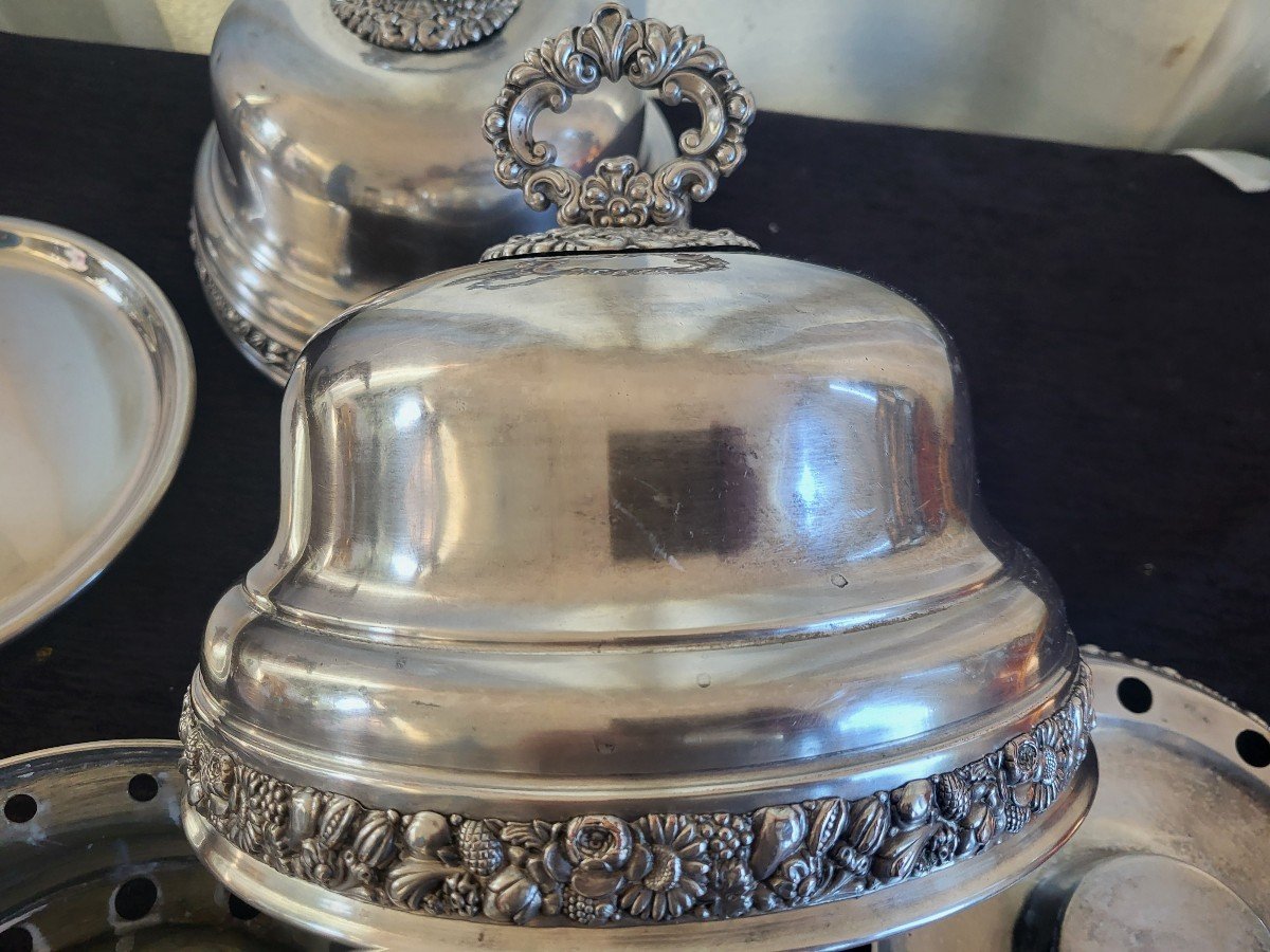 Pair Of Silver Plated Bell-shaped Warmers Mo Veyratc.1820rar-photo-3