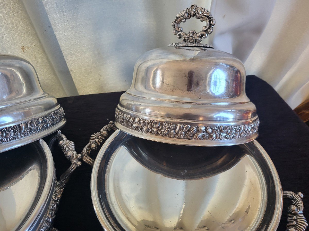 Pair Of Silver Plated Bell-shaped Warmers Mo Veyratc.1820rar-photo-6