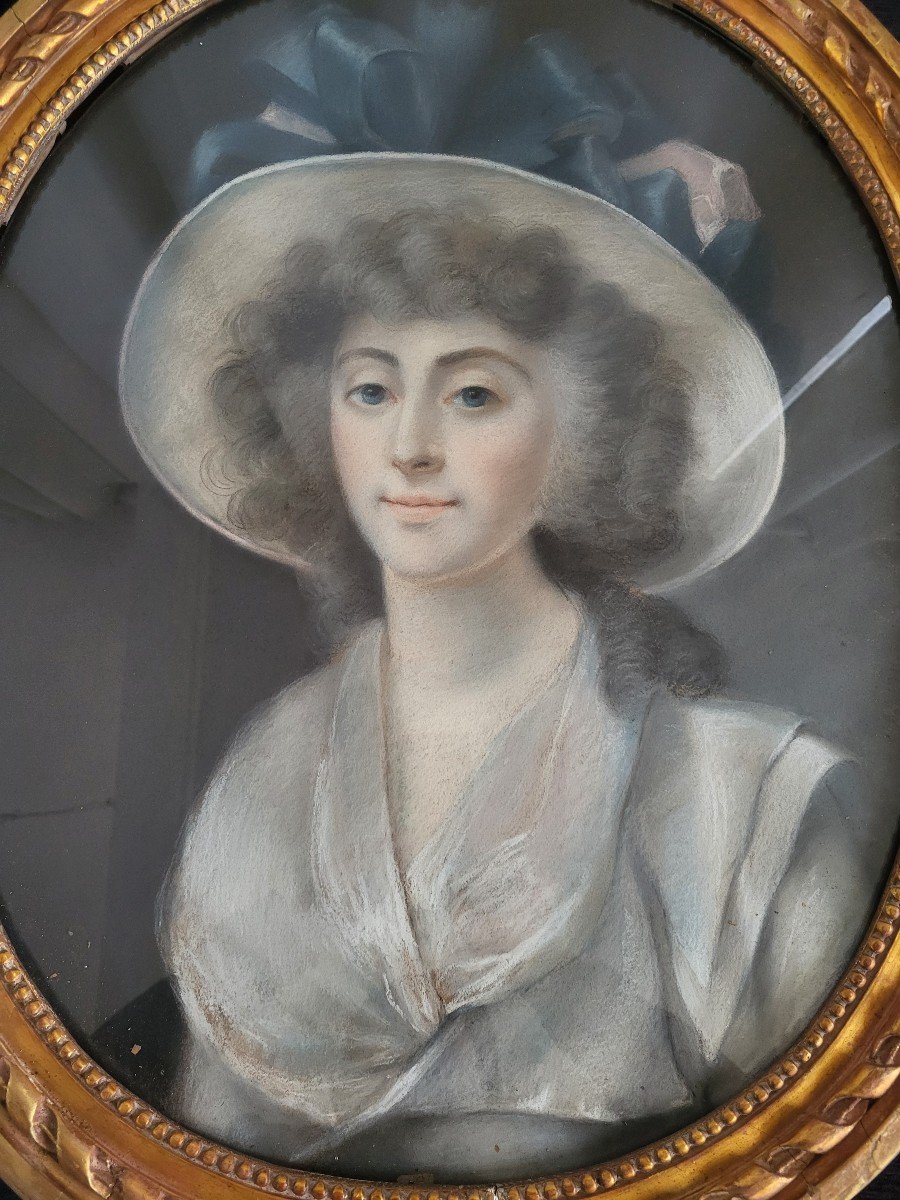 Portrait Of Madame De M. Pastel 18th Century -photo-2