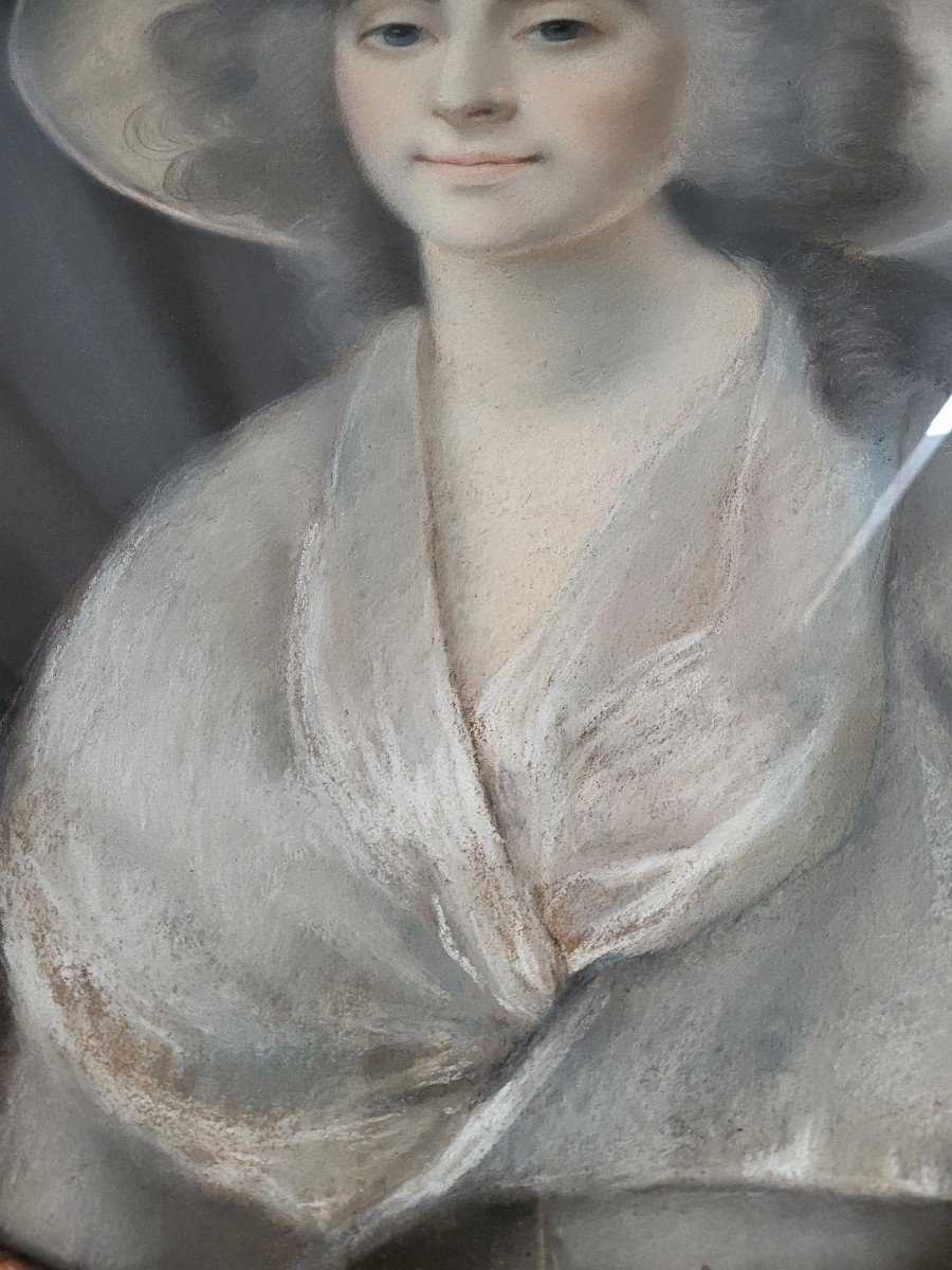 Portrait Of Madame De M. Pastel 18th Century -photo-2