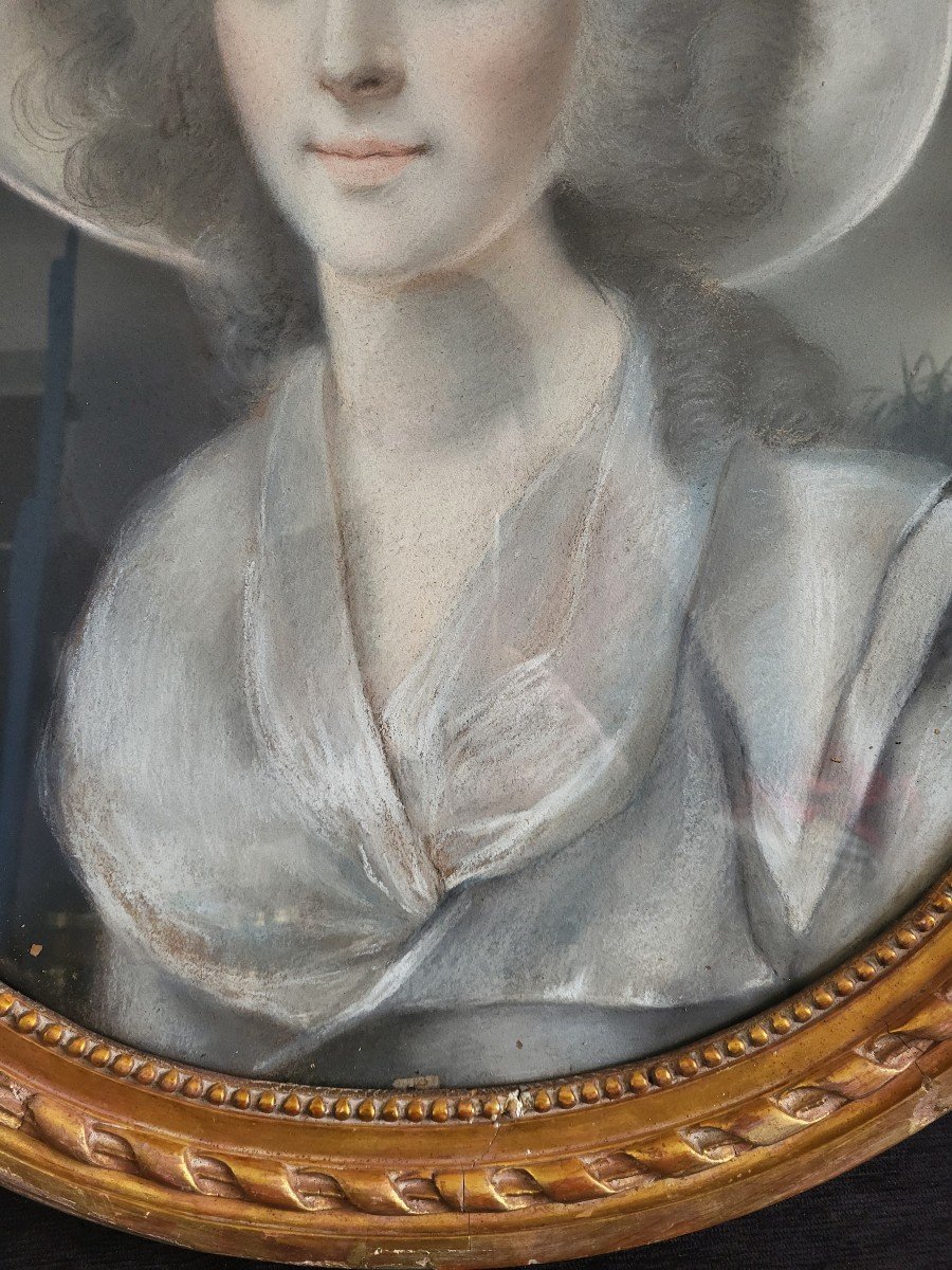 Portrait Of Madame De M. Pastel 18th Century -photo-5