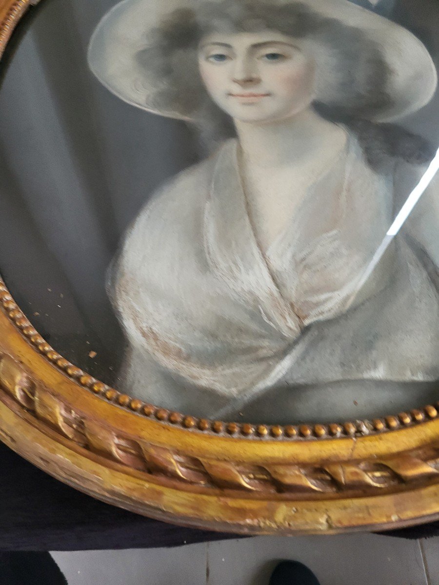 Portrait Of Madame De M. Pastel 18th Century -photo-6