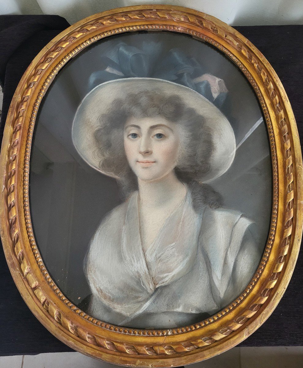 Portrait Of Madame De M. Pastel 18th Century -photo-7