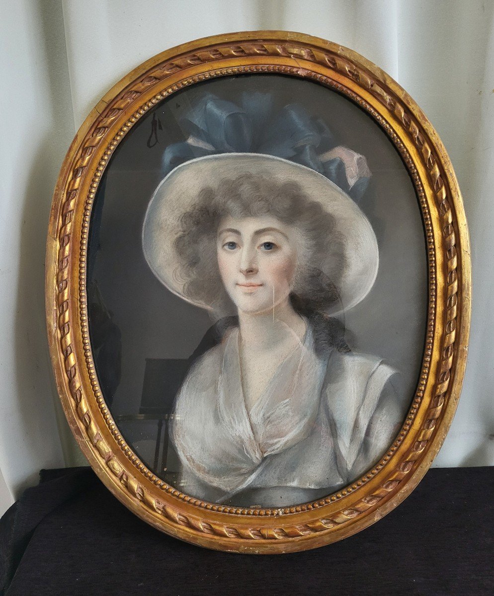 Portrait Of Madame De M. Pastel 18th Century -photo-8