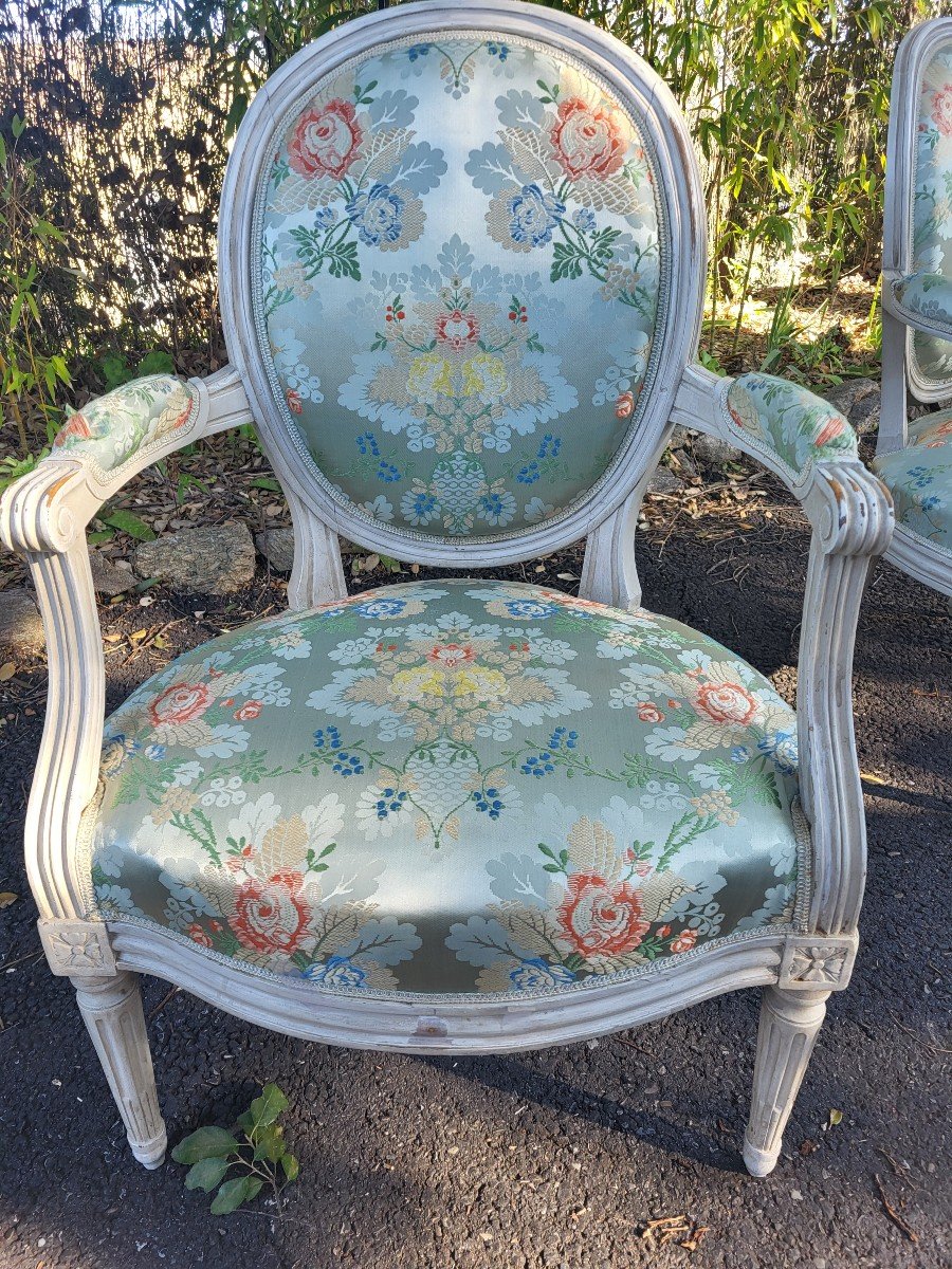 Paire De Fauteuils  Estampillés Antoine Gaillard m.e.1781 époque Louis XVI XVIII E Siècle -photo-3