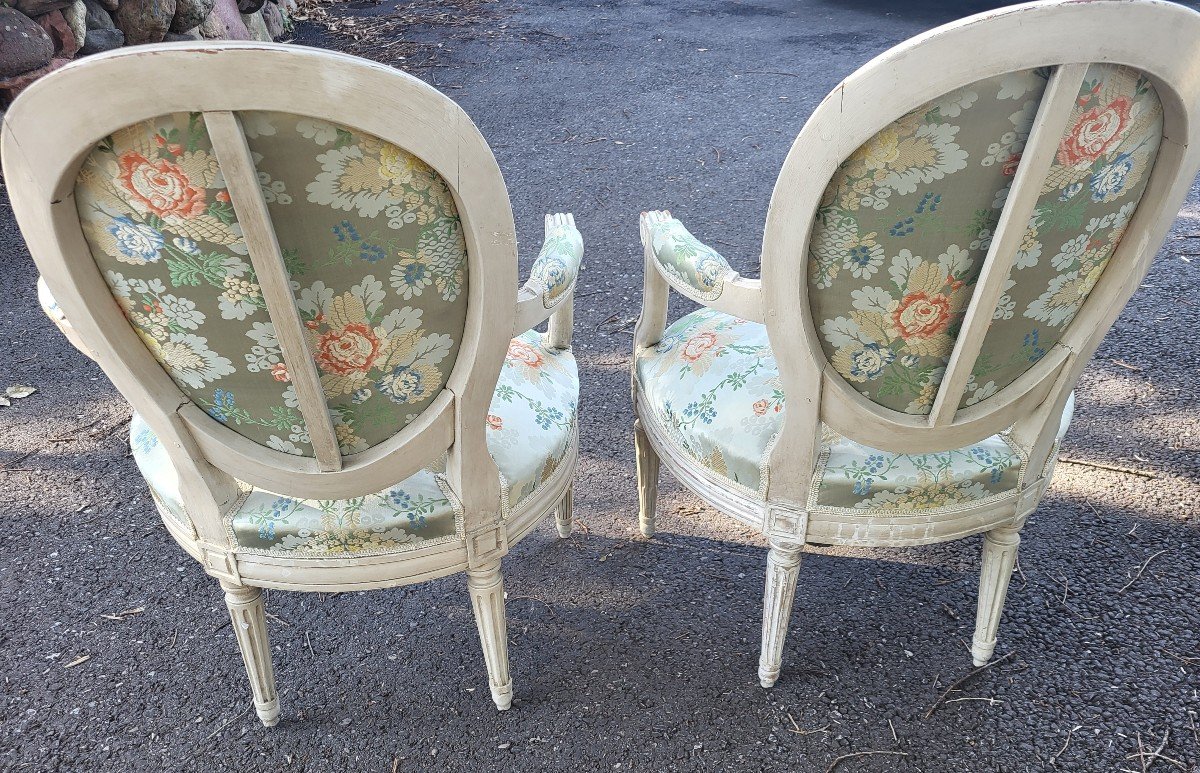 Paire De Fauteuils  Estampillés Antoine Gaillard m.e.1781 époque Louis XVI XVIII E Siècle -photo-4