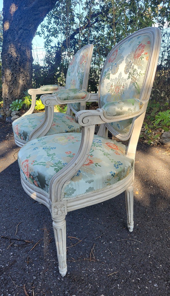 Paire De Fauteuils  Estampillés Antoine Gaillard m.e.1781 époque Louis XVI XVIII E Siècle -photo-6