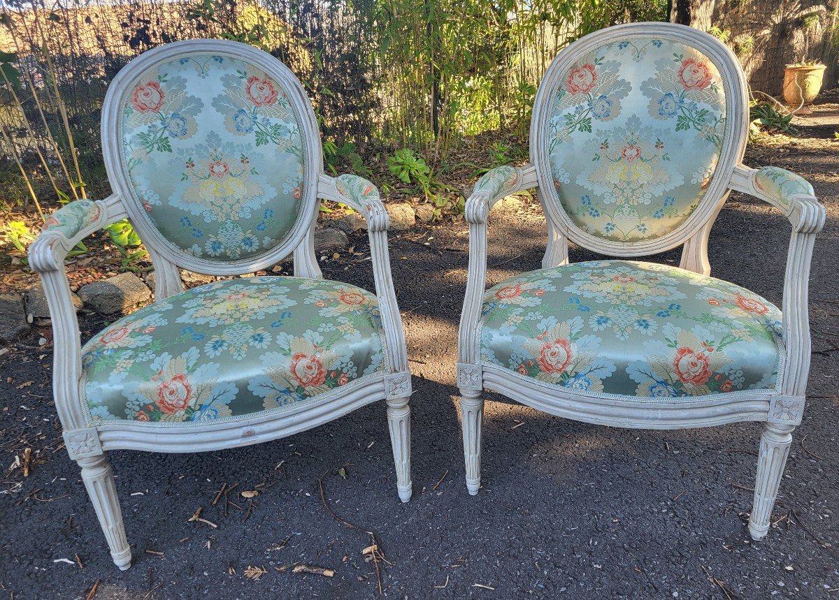 Paire De Fauteuils  Estampillés Antoine Gaillard m.e.1781 époque Louis XVI XVIII E Siècle 