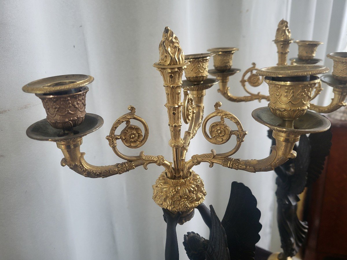 Pair Of Empire Winged Victory Candelabras H64cm-photo-4