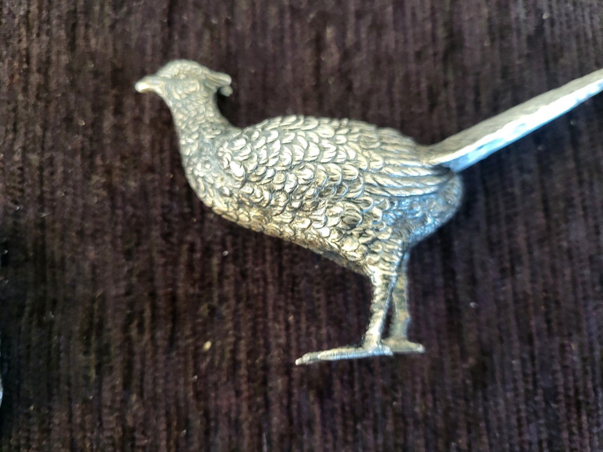 Pair Of 19th Century Silver Pheasant Sculptures -photo-4