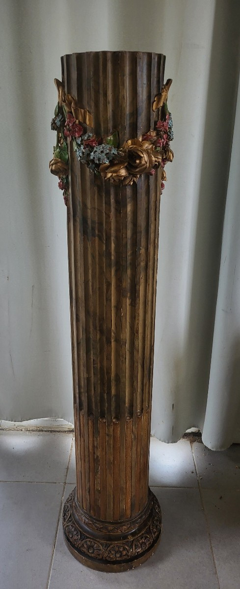 Louis XVI Carved And Lacquered Wood Presentation Column, 19th Century 