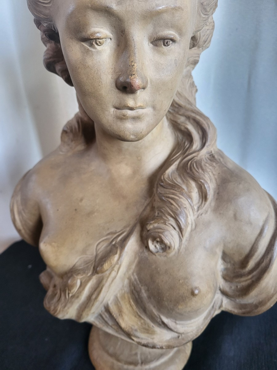 Large Terracotta Bust Of A Young Woman By Sg Caffieri-photo-1