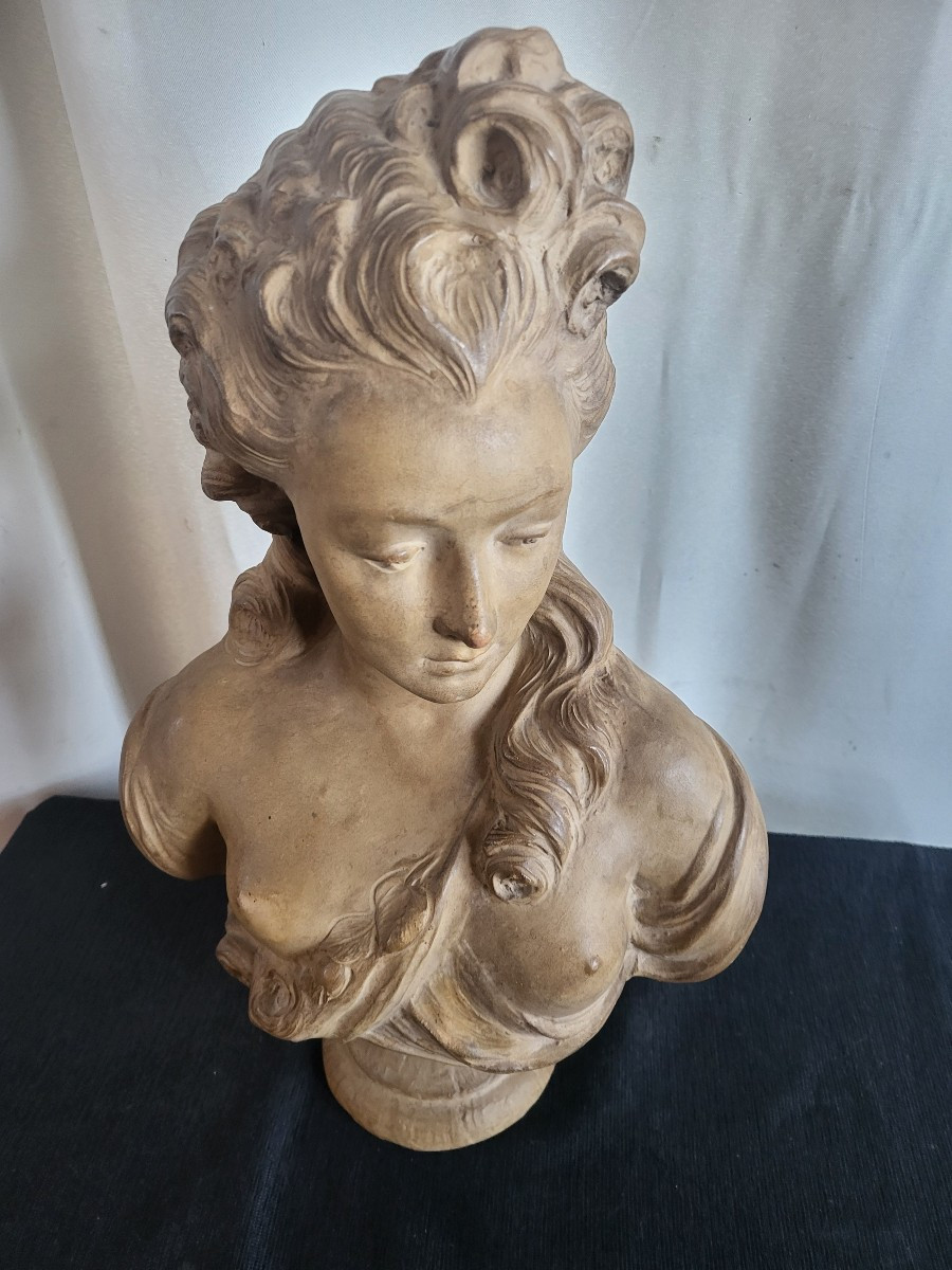 Large Terracotta Bust Of A Young Woman By Sg Caffieri-photo-2