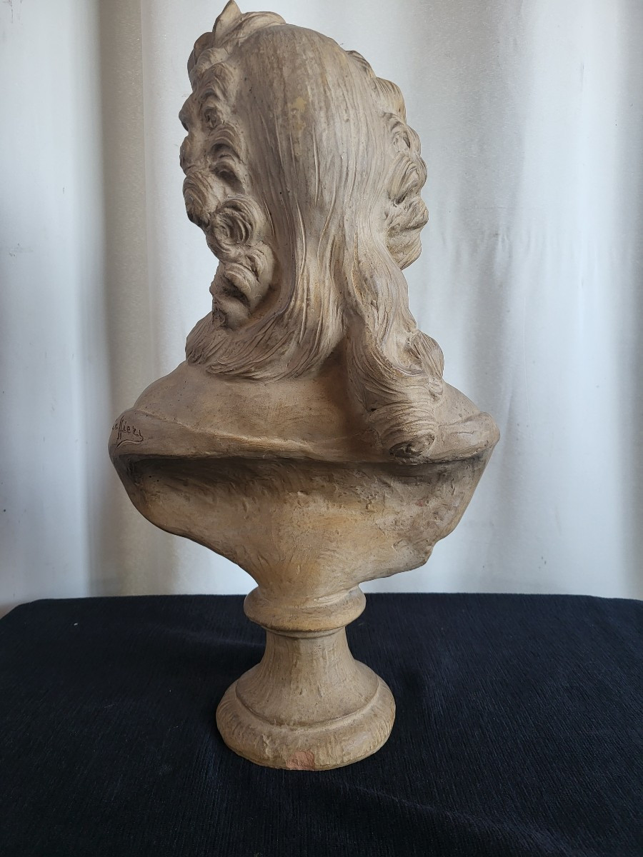 Large Terracotta Bust Of A Young Woman By Sg Caffieri-photo-5