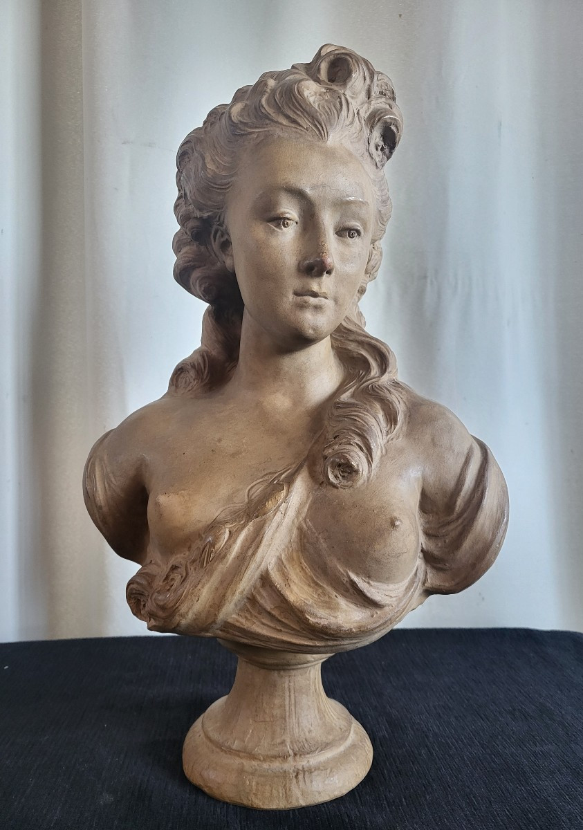 Large Terracotta Bust Of A Young Woman By Sg Caffieri