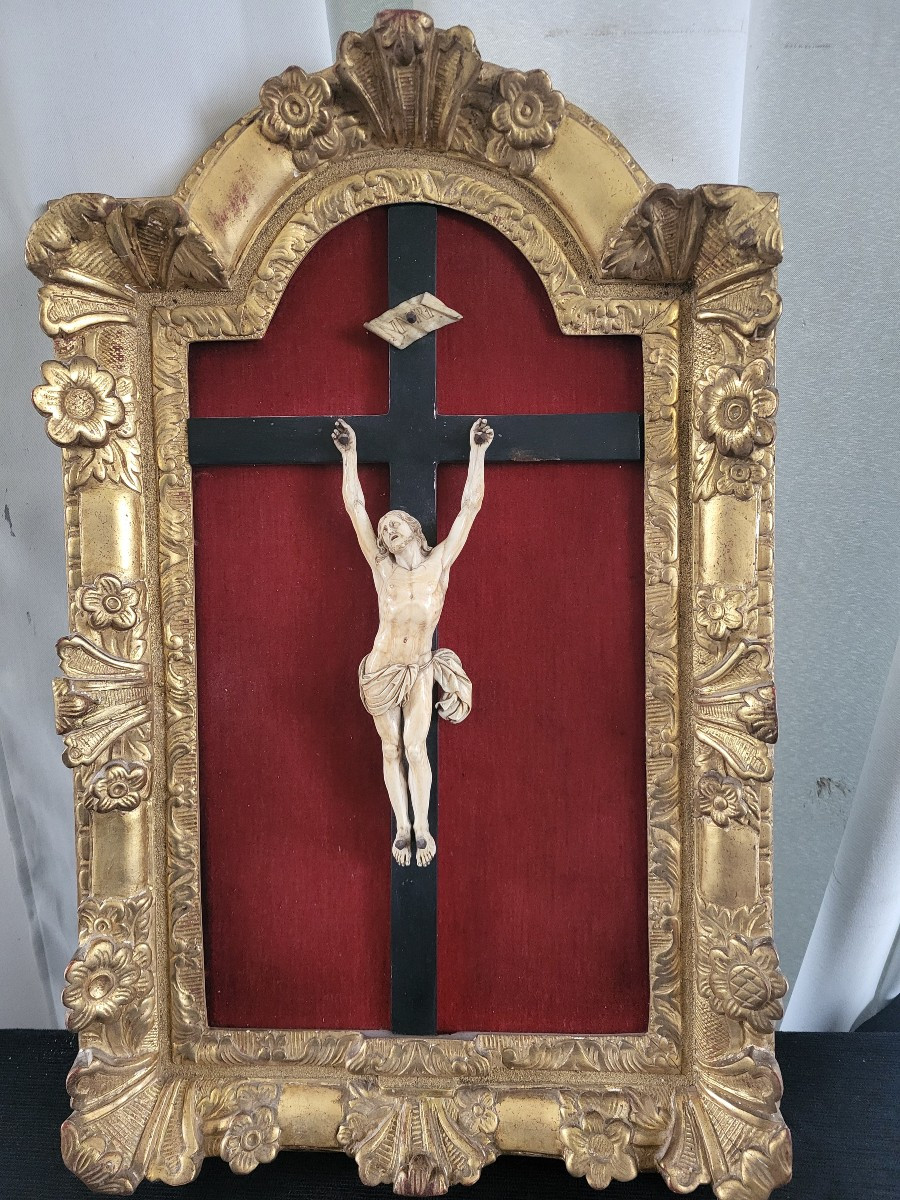Christ Crucifix Bois Doré époque De La Régence  Dieppe début du ,XVIII eSiècle H60cm