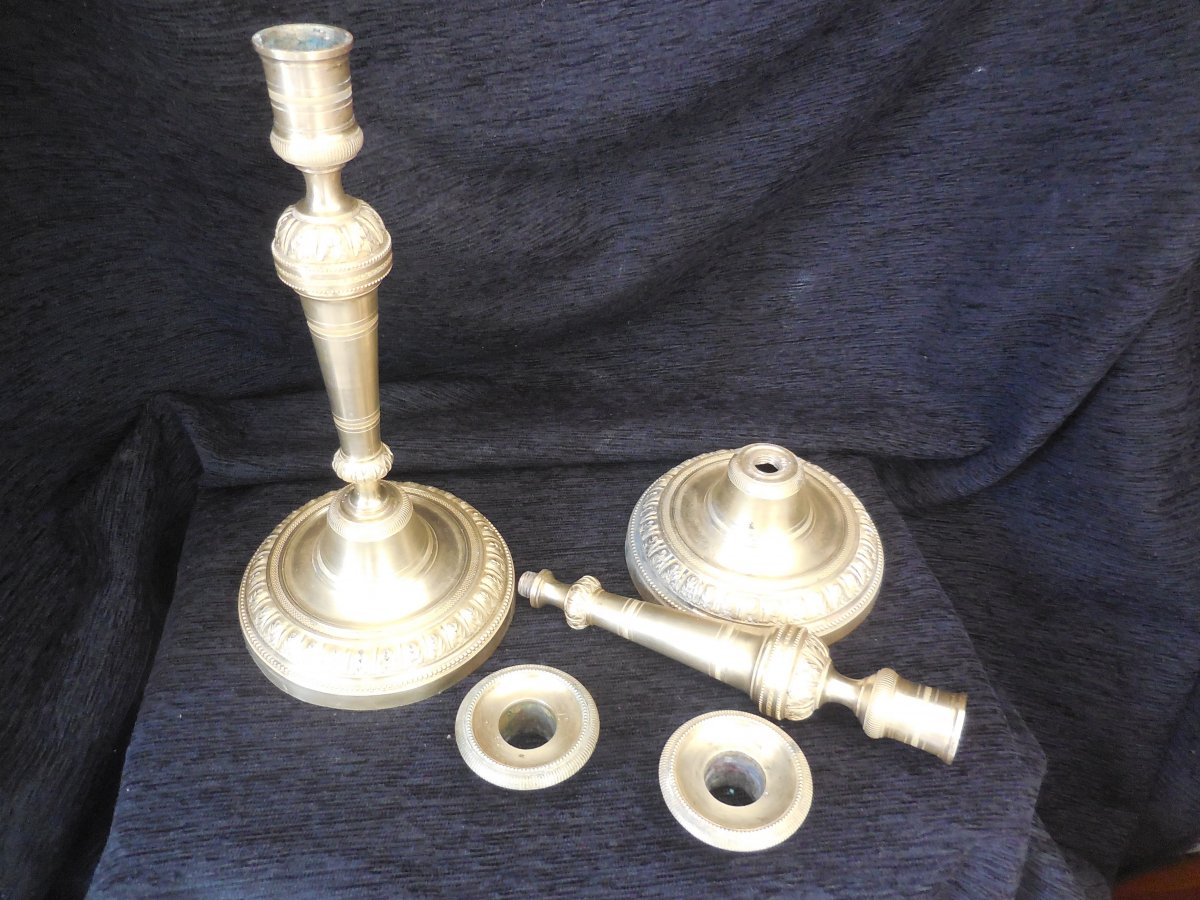 Pair Of Torches In Gilt Bronze Directoire Period Late Eighteenth Ht 29.4cm-photo-4