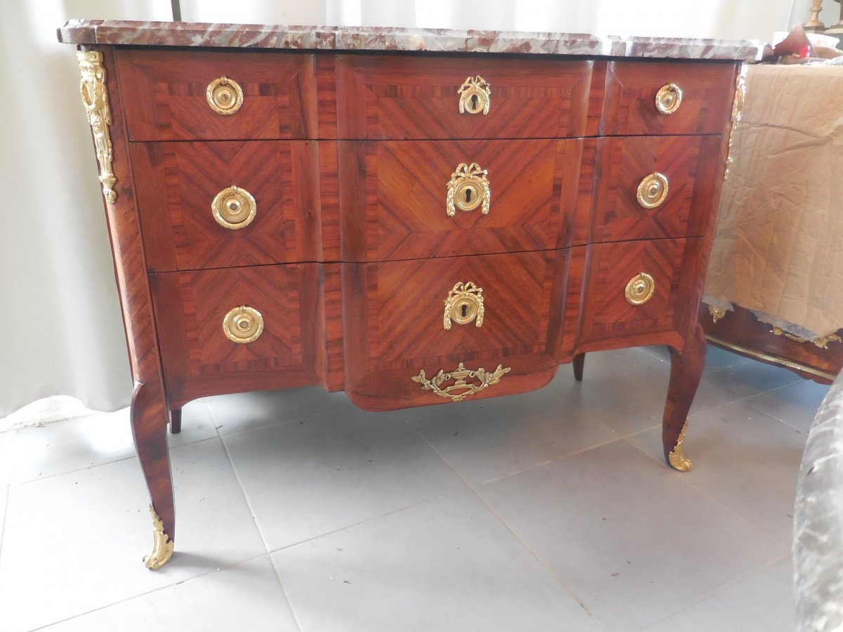 Transition Marquetry Commode Stamped Jf Dubut Eighteenth-photo-2