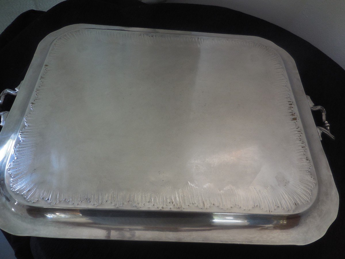 Large Silver Plated Metal Serving Tray Nineteenth Century-photo-2