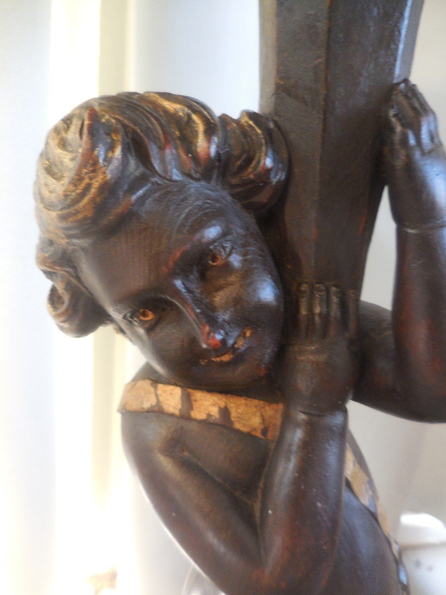 Pedestal In Putto Carved And Lacquered Wood From Napoleon III Nineteenth-photo-4