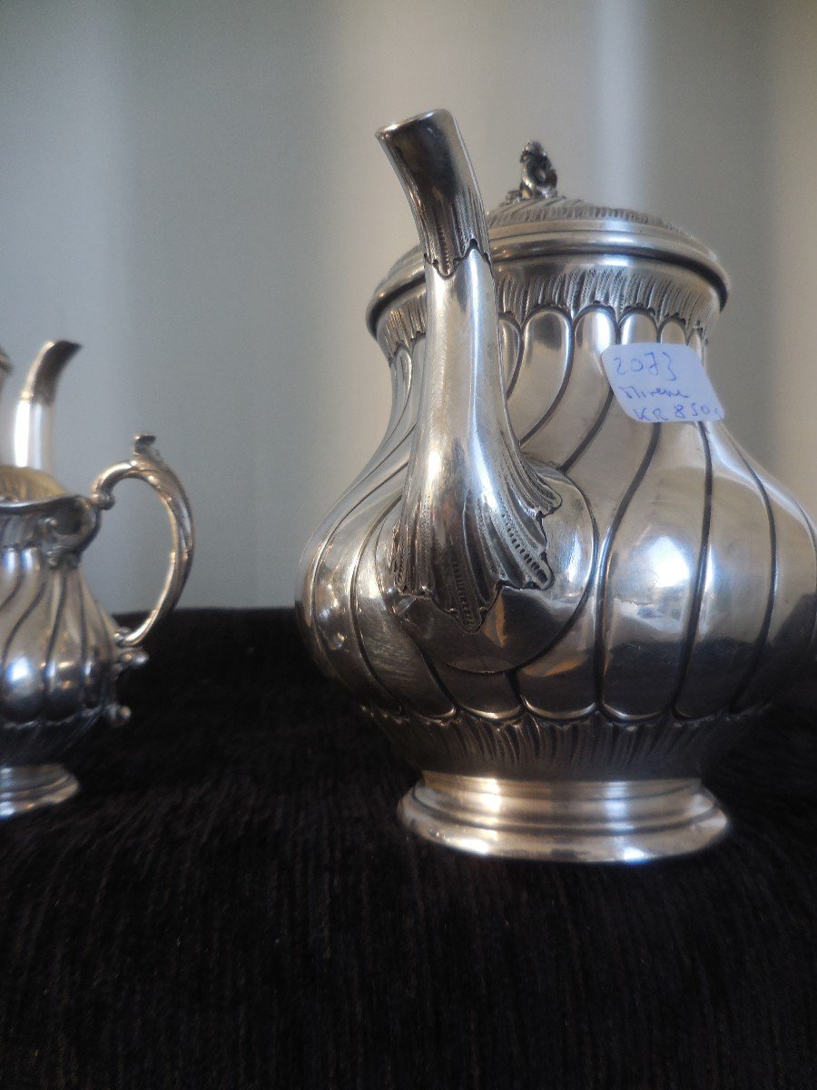 Louis XV Tea And Coffee Service In Silver Minerva Nineteenth Time Mo Rudolphe Beunké Paris-photo-5
