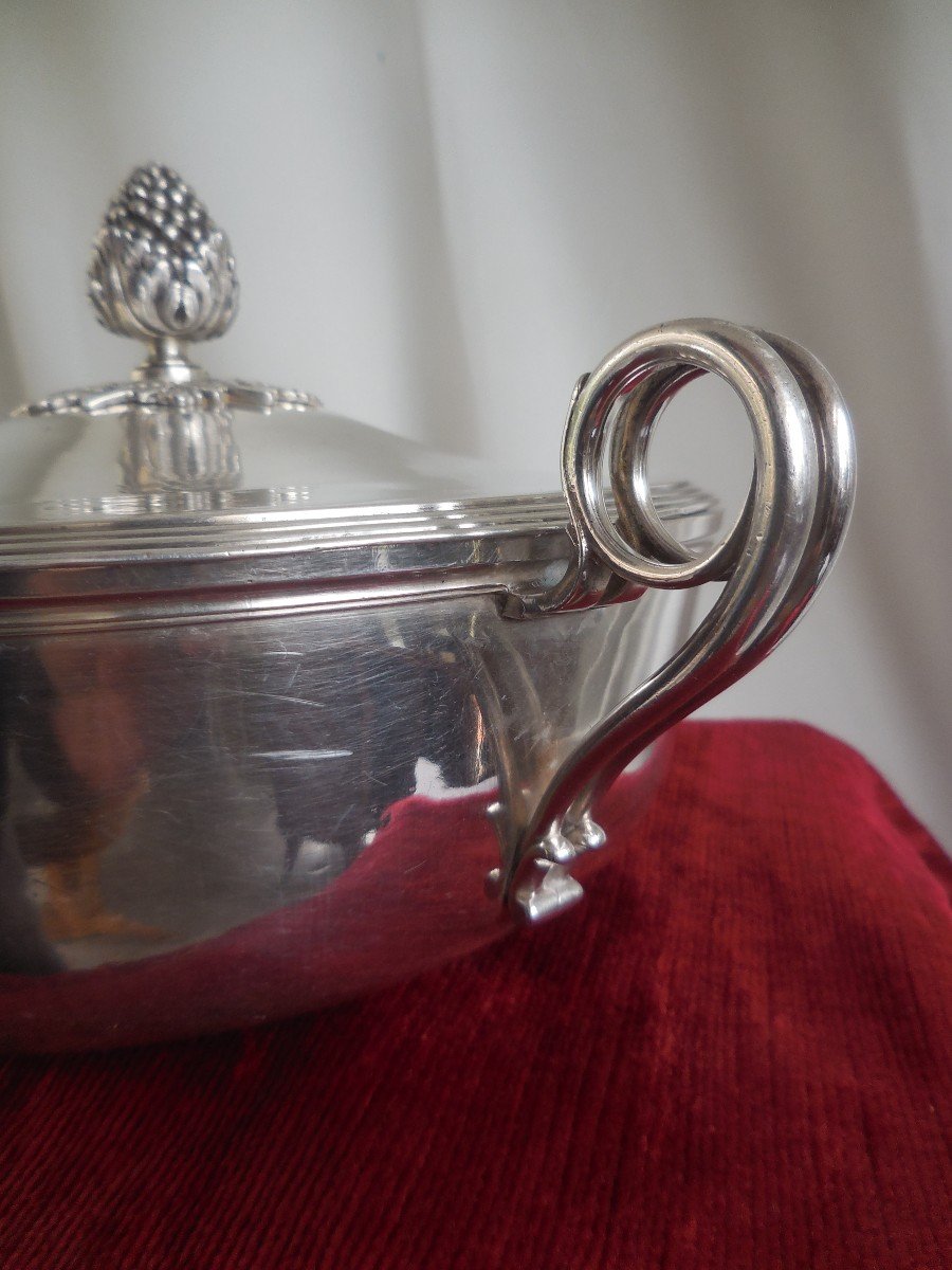 Vegetable Dish In Sterling Silver Restoration Period Old Man Hallmark Paris 1819-1838 975g-photo-3