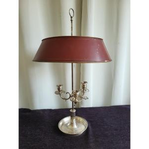 Large Silver Bronze Bouillotte Lamp Louis XVI Eighteenth Time