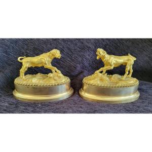 Pair Of Gilt Bronze Paperweights Louis XVI  XVIII E 