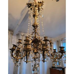 Important Bronze Chandelier 18 Lights Napoleon III Period H 108