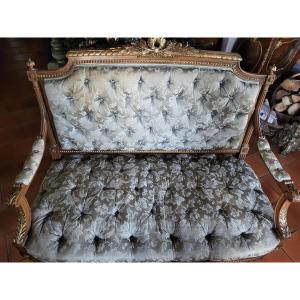 Small Padded Sofa Napoleon III Period 19th Century