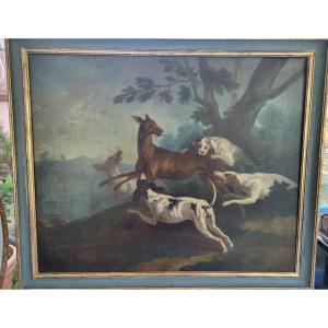 Large Oil S/t Sv Desportes "hunting" 18th Century